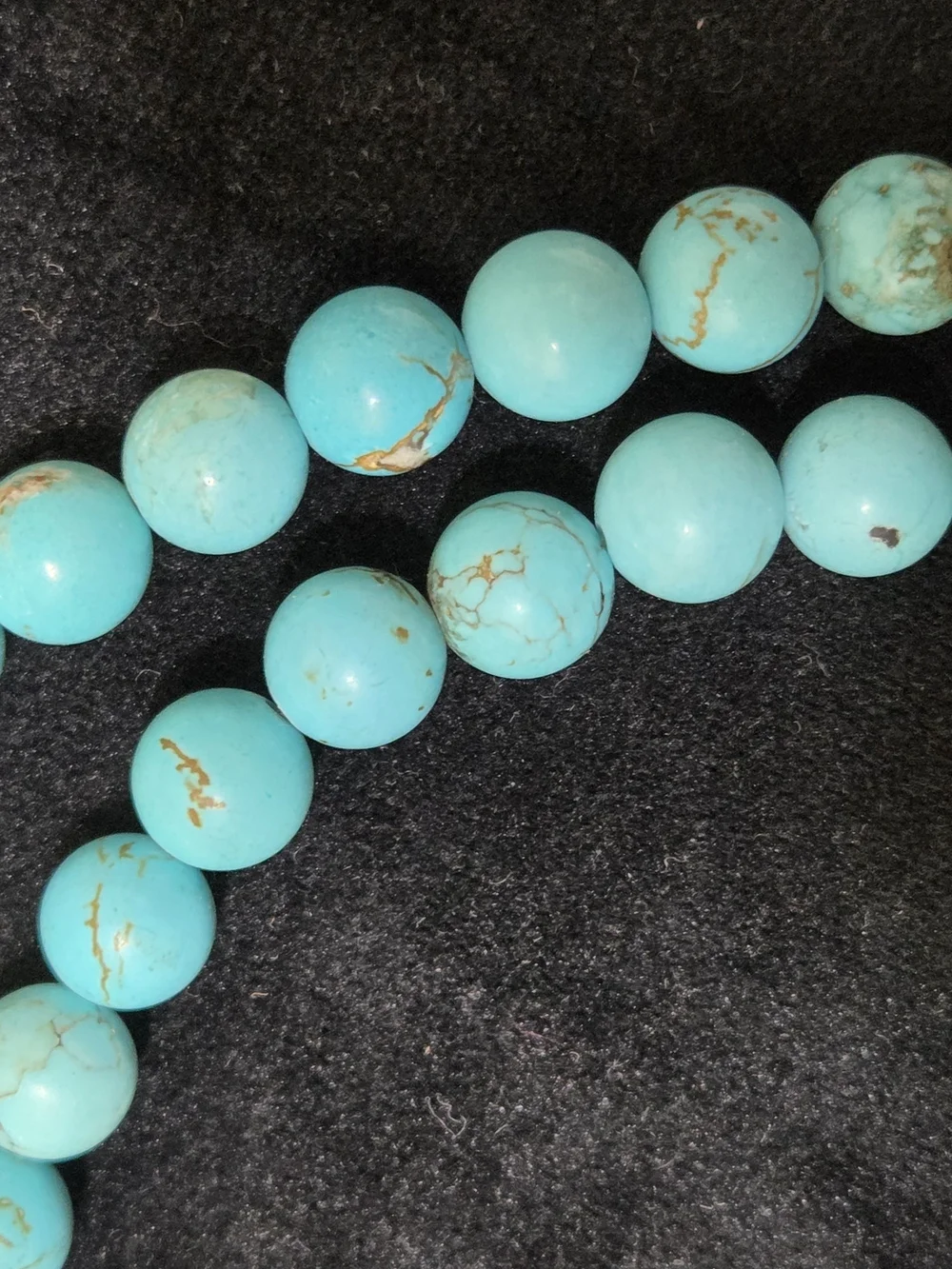 Vintage Natural Turquoise Bead Necklace with Pyrite Inclusions & Om Charm